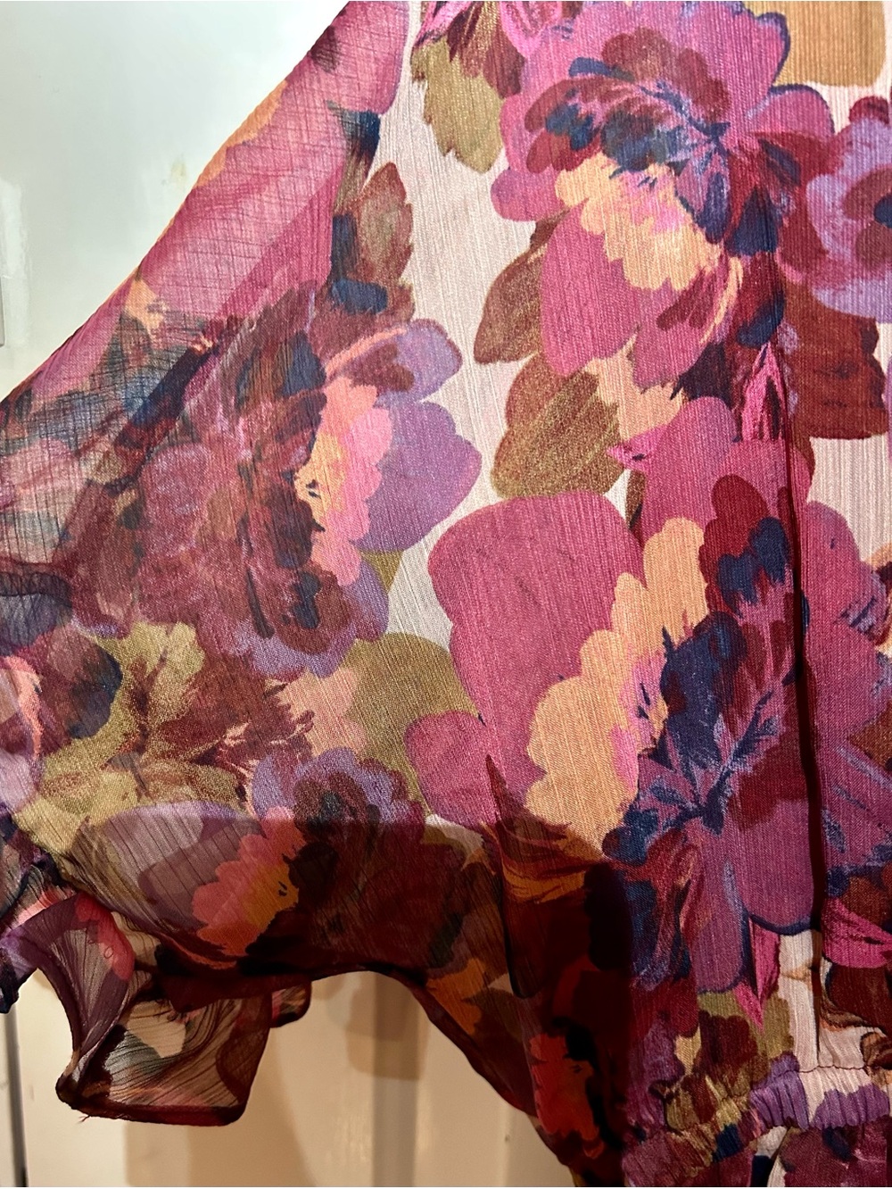 SOFIA Floral Surplice Peplum Blouse in Berry Mix - Picture 4 of 6